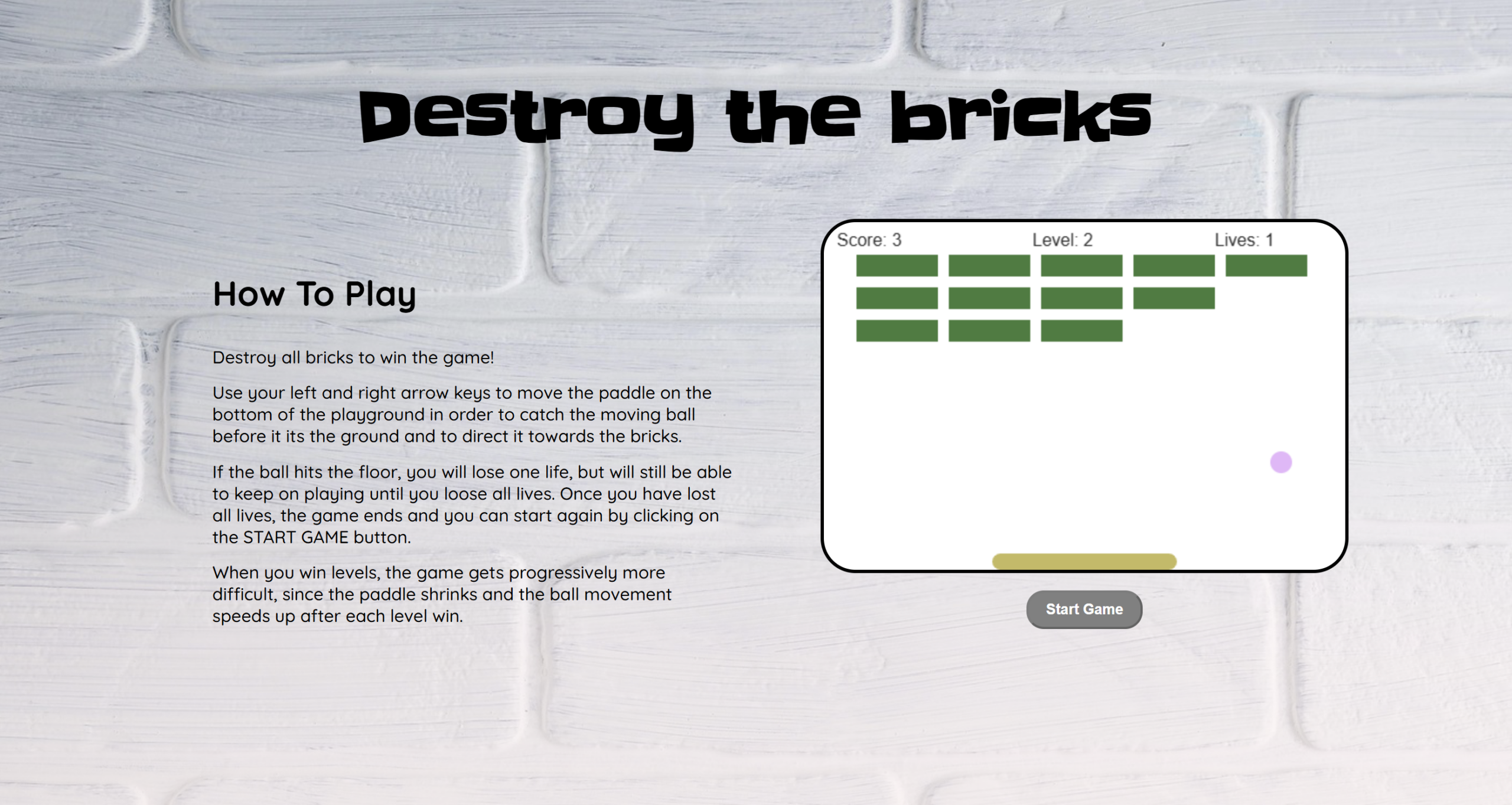 Destroy the Bricks